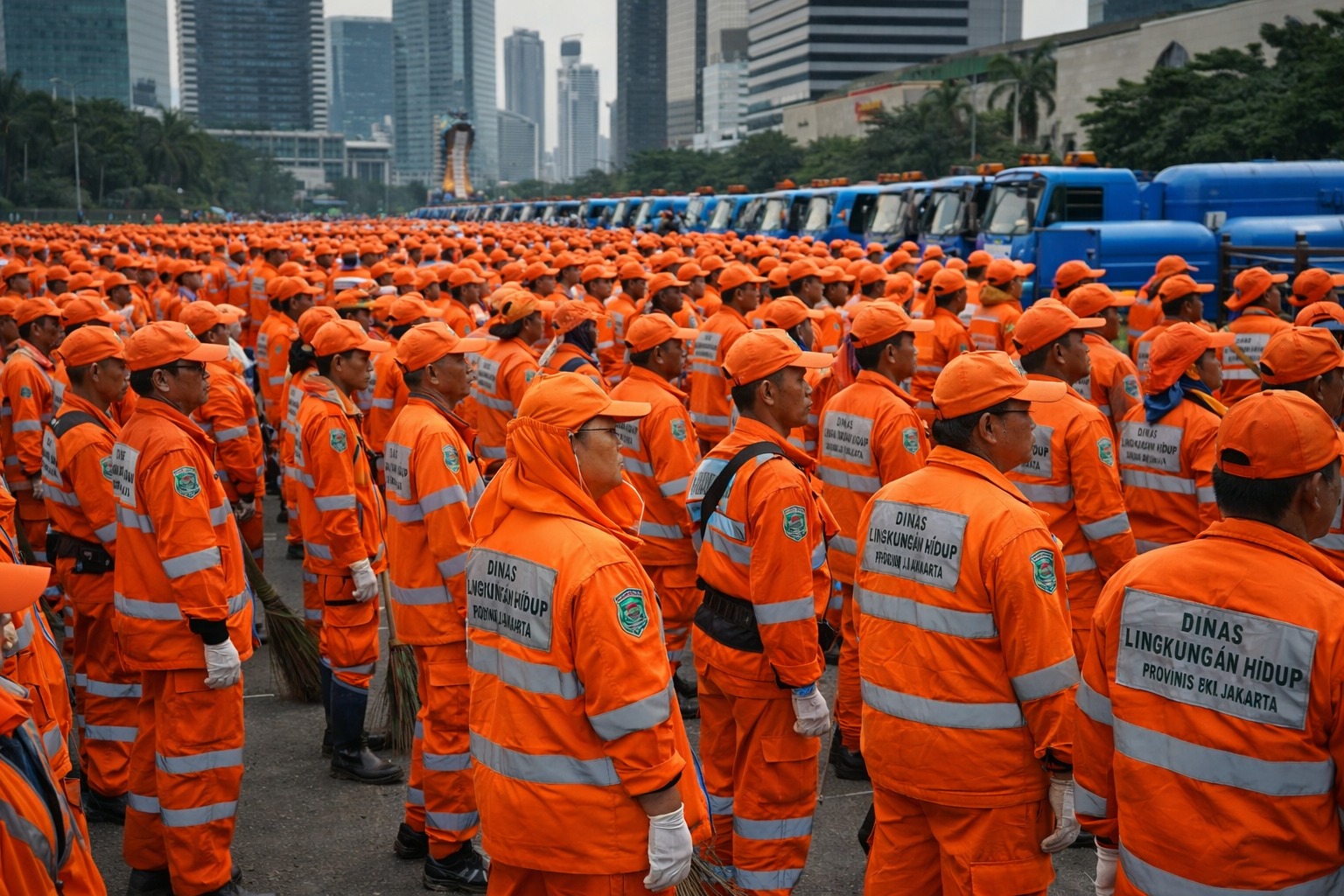 Ilustrasi. Sebanyak 3.395 personel kebersihan disiagakan untuk mengantisipasi lonjakan sampah yang biasa terjadi pada malam tahun baru. (AI)